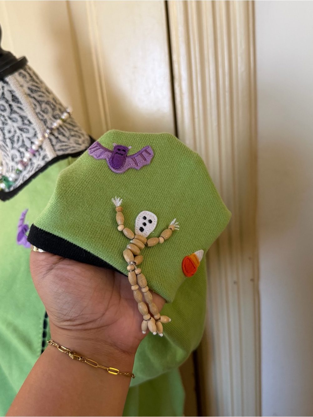 Vintage Halloween Green Cardigan SZ 2X - Picture 5 of 8